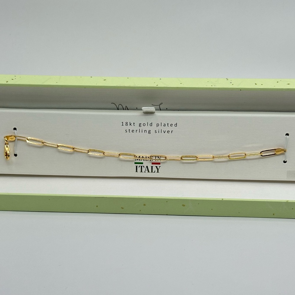 18KT Gold Plated Sterling Silver Chain Link Bracelet